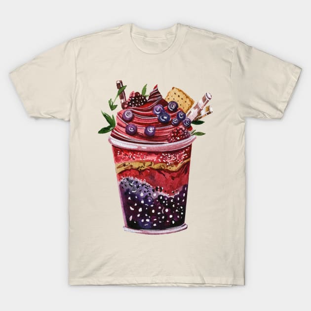 berry smoothie hand drawn T-Shirt by Mako Design 